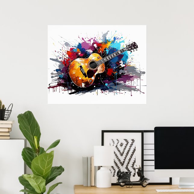 Affiche Artistic Abstract Guitar Music Lover's Art (Bureau à domicile)