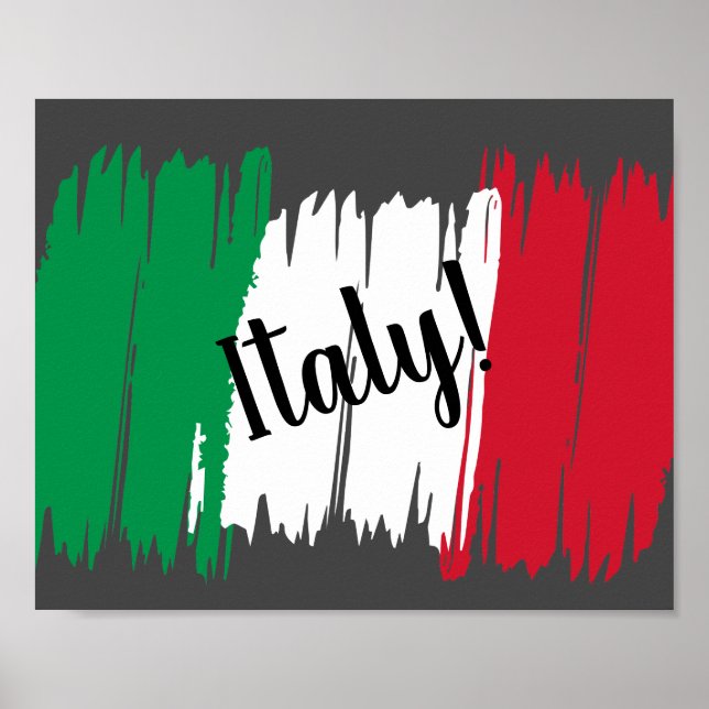 Affiche Artistic Brushstroke Italy Flag (Devant)