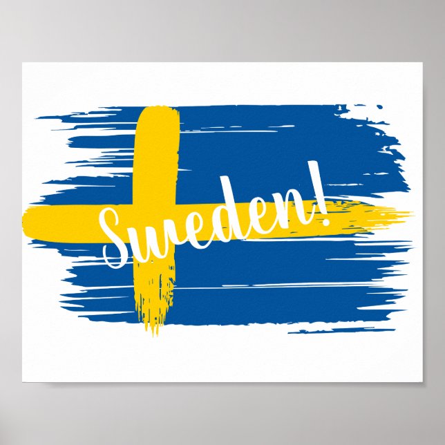 Affiche Artistic Brushstroke Sweden Flag (Devant)
