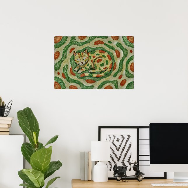 Affiche Artistic Calico Cat Camouflage Abstract Pattern (Bureau à domicile)