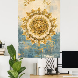 Affiche Artistic mandala, an intricate circular motif symb