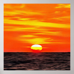 Affiche Artistic Orange Aegean Sunset Akyaka