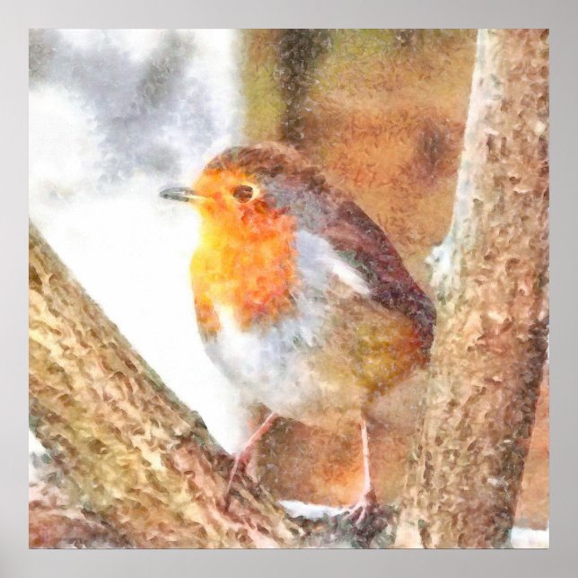 Affiche Artistic Robin Redbreast Perched  (Devant)