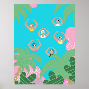 Affiche Artistic Swimmers   Artistic Swimming Illustration