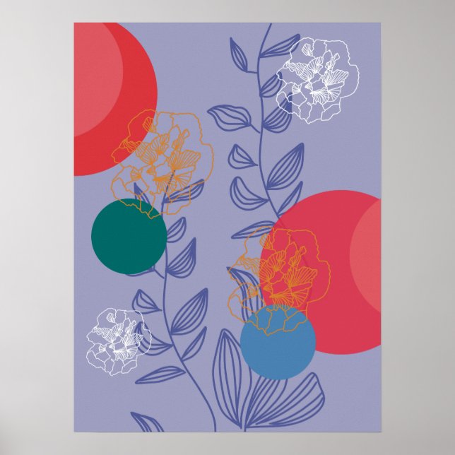Affiche artistique abstraite florale moderne tenda (Devant)