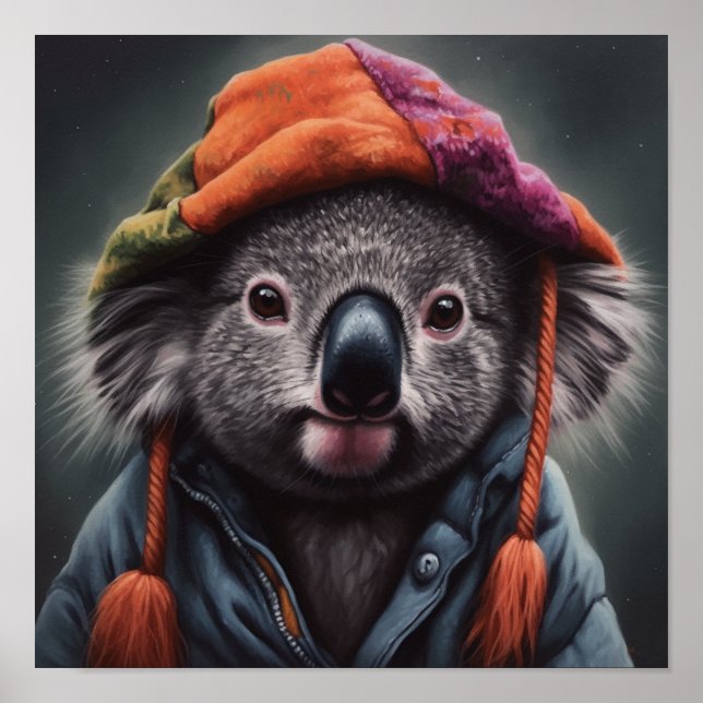 Affiche artistique chapeau patchwork koala Beanie  (Devant)