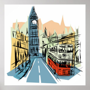 Affiche artistique de Londres Angleterre