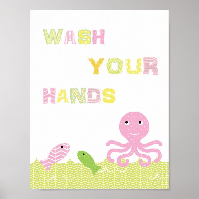 Affiche artistique pour salle de bain fille se lav (Devant)
