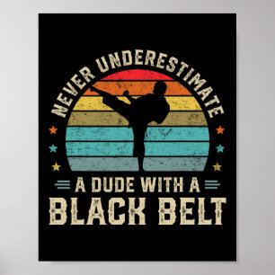 Affiche Arts martiaux Black Belt Karate Jiu Jitsu Taekwond