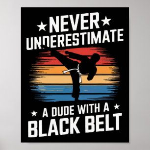 Affiche Arts martiaux Black Belt Karate Jiu Jitsu Taekwond