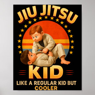 Affiche Arts martiaux brésiliens BJJ pour enfant Vintage J