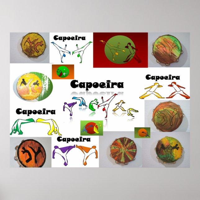 affiche arts martiaux capoeira coups de pied (Devant)