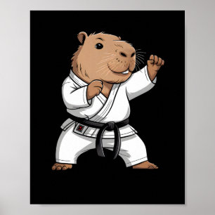 Affiche Arts Martiaux Capyra Funny Karate Taekwondo Jiu Ji