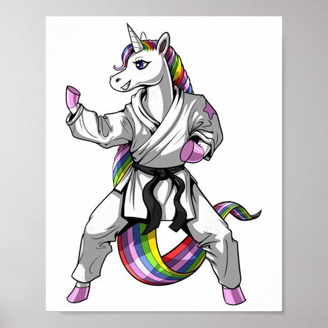 Affiche Arts martiaux de karaté ninja licorne Judo Kickbox (Devant)