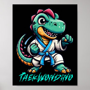 Affiche Arts martiaux drôles de karaté Taekwondo Dino Anim