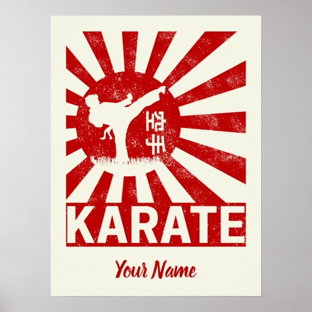 Affiche Arts martiaux du karaté avec Rising Sun (Devant)