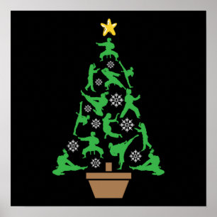 Affiche Arts martiaux féminins - Karate Arbre de Noël pour