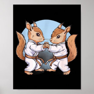 Affiche Arts Martiaux Judo Écureuil Taekwondo Kung Fu