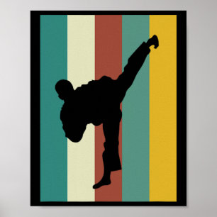 Affiche Arts Martiaux Kickboxing Karate Taekwondo Retro De