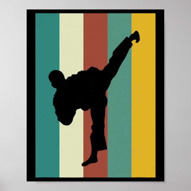 Affiche Arts Martiaux Kickboxing Karate Taekwondo Retro De (Devant)