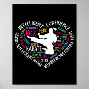 Affiche Arts martiaux pour adolescentes Karaté cœur