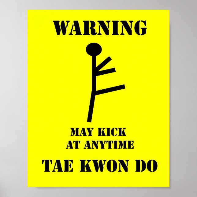 Affiche Arts Martiaux Taekwondo Avertissement (Devant)
