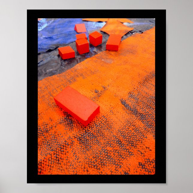 Affiche Arts Plastiques Orange Et Bleu Abstraits (Devant)