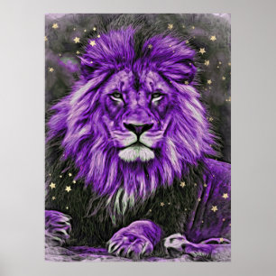 Affiche *~* Artsy Abstrait Bold Celestial LION AP23 Violet