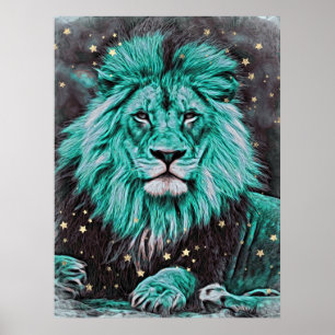 Affiche *~* Artsy Abstrait Bold TURQUOISE Céleste LION AP2
