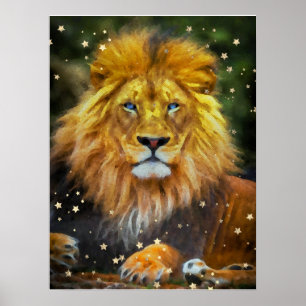 Affiche *~* Artsy AP23 Aquarelle céleste artistique LION