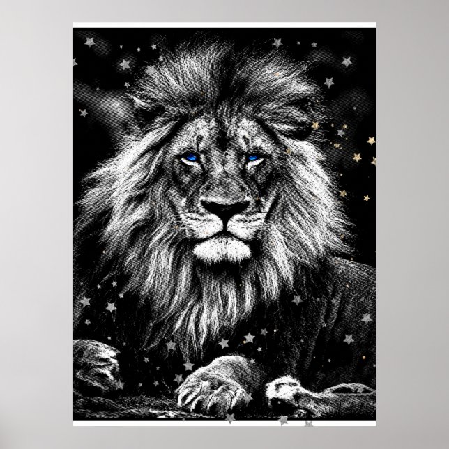 Affiche *~* Artsy AP23 ARGENT celestial artistique LION (Devant)