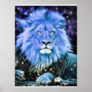 Affiche *~* Artsy AP23 Bleu céleste artistique LION