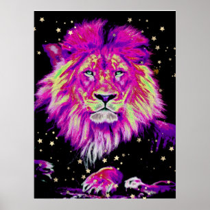 Affiche *~* Artsy AP23 Céleste Artistique LION ROSE ROSE