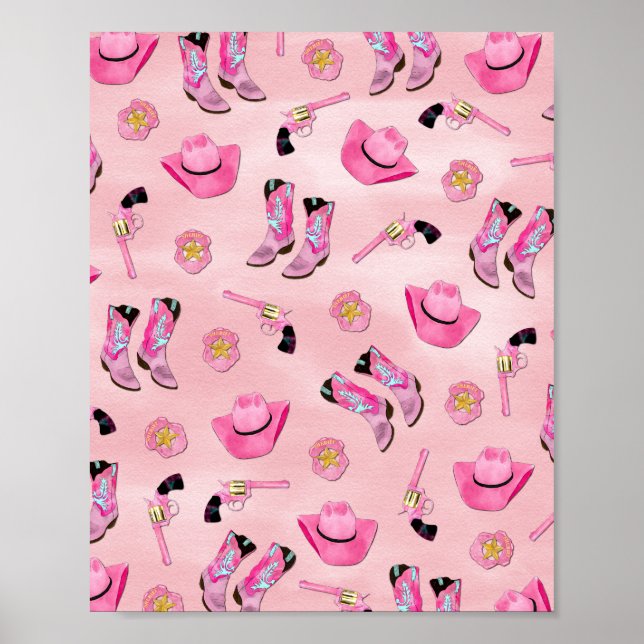 Affiche Artsy mignonne fille rose Turquoise fille aquarell (Devant)