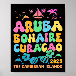 Affiche Aruba Bonaire Curacao 2025 Île Caraibes Trave