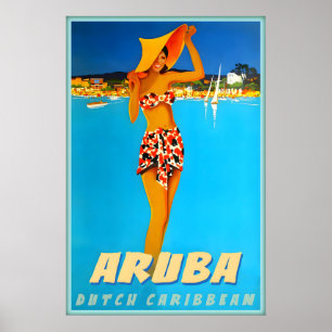 Affiche Aruba Dutch Caraïbes Tropical ABC Îles Voyage
