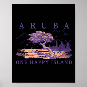 Affiche Aruba Kitesurfing Divi Tree Moulin à vent Voyage R