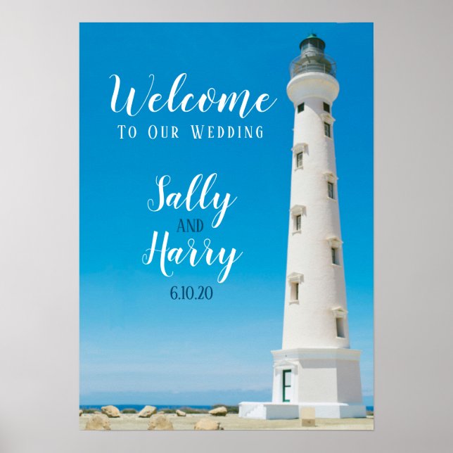Affiche Aruba Lighthouse Destination Wedding Personalized (Devant)
