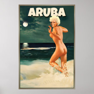 Affiche Aruba Marilyn Monroe Lune Plage Caraïbes néerlanda