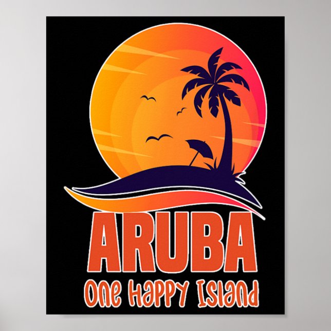 Affiche Aruba One Happy Island Belle plage de coucher de s (Devant)