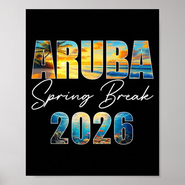 Affiche Aruba Spring Break 2026 Summer Vacation Beach  (Devant)