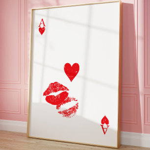 Affiche As de cœur Baiser Carte à jouer Mur