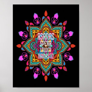 Affiche Asanas Coulent Plus Fort Avec Namaste Mandala Vibr