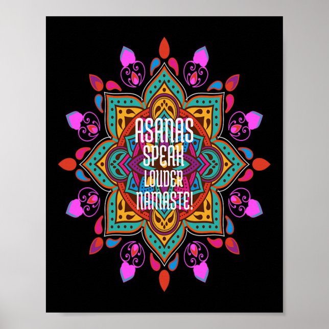 Affiche Asanas Coulent Plus Fort Avec Namaste Mandala Vibr (Devant)