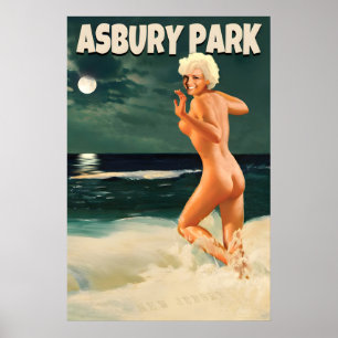 Affiche Asbury Park New Jersey Shore Marilyn Monroe Lune