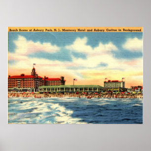 Affiche Asbury Park NJ, Beach Scene, Vintage