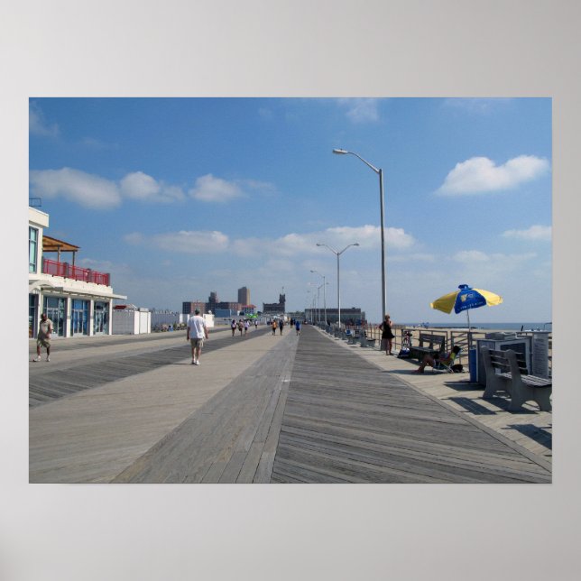 Affiche Asbury Park NJ Boardwalk et magasins (Devant)