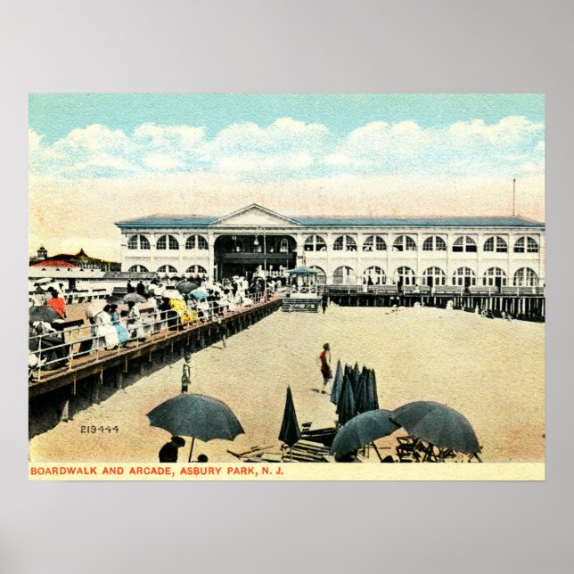Affiche Asbury Park NJ, promenade, arcade, Vintage (Devant)