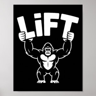 Affiche Ascenseur Gorilla Word Art - Bodybuilding