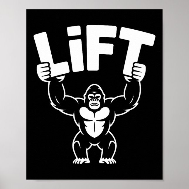 Affiche Ascenseur Gorilla Word Art - Bodybuilding (Devant)